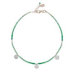 Women's Green / Silver Be In Nature Silver Beaded Anklet - Green Onyx Charlotte's Web Jewellery - Green/Silver - One size