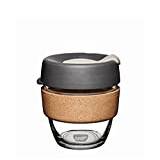 KeepCup Reusable Tempered Glass Coffee Cup,Travel Mug with Slash proof Lid, Brew Cork Band, Lightweight, BPA Free,Small ,8oz/227ml,Press