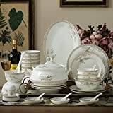 Ceramics Dinnerware Set With 48-Piece,Bowl/Stockpot/Dish/Spoon|Dinner Sets,Swan Lake Porcelain Combination Set