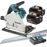 Makita 36v (Twin 18v) LXT Brushless Plunge Saw with 2x 5Ah Batteries, 1 x Rail, Charger and Case