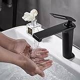 LiuGUyA Black Basin Faucet Bathroom Faucet Mixer Tap Wash Basin Faucet Lavotory Faucet Hot and Cold Waterfall Faucet