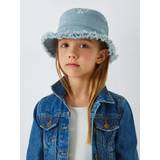 John Lewis Kids' Denim Floral Embroidered Bucket Hat, Blue Mid