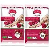 Foot Peel Mask Rose Exfoliating Foot Mask Socks for Calluses Dry Cracked Heels and Dead Skin Moisturize and Repair Rough Foot with Natural Ingredients Baby Soft Smooth Men Women (2 Pairs)