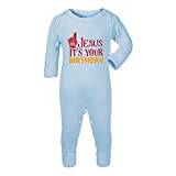 Go Jesus It's Your Birthday [BCX] Baby Romper Jumpsuit with feet, 6-12 Months, Pastel Blue