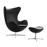 Fritz Hansen - Series 7™ Swivel Armrest Chair / Office Chair - schwarz/Essential Leder/BxHxT 61x78-90x52cm/Gestell Stahl verchromt/mit gebremsten Roll