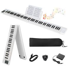 Foldable 88-Key Digital Piano for Beginners, Kids, Adults-White
