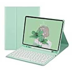 Keyboard Case for Samsung Galaxy Tab S8 Ultra 14.6" Tablet 2022 Color Keyboard Cute Round Key Wireless Detachable BT Keyboard Cover with S Pen Holder (MintGreen)