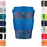 Ecoffee Cup 12oz 350ml Reusable Eco-Friendly 100% Plant Based Coffee Cup with Silicone Lid & Sleeve - Melamine Free & Biodegradable Dishwasher/Microwave Safe Travel Mug, Dotonbori