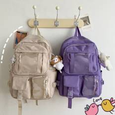 Women's adjustable shoulder strap school bag computer backpack multiple pock _cu
