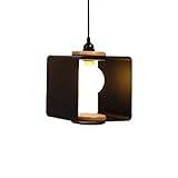 FYWRLQG Modern Color Industrial Chandeliers Wrought Iron Square Pendant Light E27 Base Small Hanging Lamp with Wood Elegant Macaron Hollow Suspension Lights for Fast Food Foyer Study Room Bar