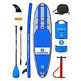Two Bare Feet Archer 10'10" Stand-Up Paddleboard - Inflatable SUP Package with Paddle, Pump, Bag - Accessories (Blue Fibreglass Hybrid Pack)