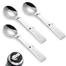 3pcs Folding Spoon for Thermos Funtainer Food Jar 16oz, Spoon Replacement Parts Stainless Steel Foldable Spoon Accessories Metal Serving Spoon Stainless Spoon Compatible with Thermos Funtainer