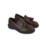 Alida Chunky Loafers Tassel Back To School Flat Shoes in Brown Synthetic Leather