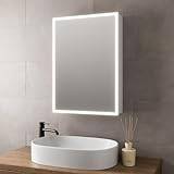 BAYSTONE Bathroom Mirror Cabinet LED Illuminated Demister Pad Shaver Socket Mains Powered 700 x 500mm