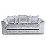 HHI Silver Crushed Velvet Sofa Corner sofa 5 Seater New Modern suite set- Garden Furniture- Sofas Settee for Sale - velvet couch - Luxury Silver Couch- Corner sofa suites for living room