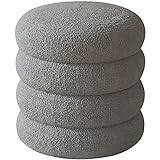 footstool,Stool Sherpa Fabric Padded Stool With Swivel Turntable Pouf Footstool For Bedroom Living Room Garden Balcony Dressing Table Stool Office(Color:Gray)