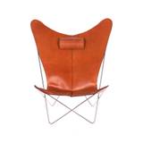 OX Denmarq KS Chair bat armchair Leather hazelnut. stainless steel stand