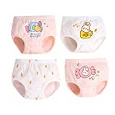 Prevently Kids Toddler Infant Baby Girls Boys Underpants Cartoon Underwear Cotton Briefs Trunks 4PCS Girls Holiday Underwear (Pink, 4-5 Years)