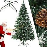 Tectake® Christmas Tree with Metal Stand, Bushy Christmas Tree, Realistic, Natural and Artificial Pine Tree, Fall Safety and Allergy Safe Christmas Decorations, Pine Cone Christmas Tree – 180 cm
