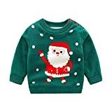 Unisex Baby Knitted Sweater Long Sleeve Fleece Warm Blouse Pullover Sweatshirt Santa Claus&Green 12-24 Months/90