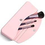MAGXCENE Makeup Brush Holder, Magnetic Closure Silicone Portable Cosmetic Face Brushes Holder, Soft and Sleek Makeup Tools, Travel Organiser, Travel Accessories, Travel Essentials (Pink)