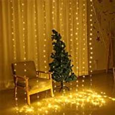 LED Fairy Lights,Usb Powered Window Curtain Lights 8 Modes Remote String Lights with Hook,Christmas Garland Lighting for Bedroom New Year Thanksgiving Living Room-Colorful 3m x 1m 100led (Warm White