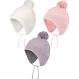 3 Pieces Kid Winter Hat Cap Thick Wool Padded Hat Warm Lattice Hat with Ear Straps and Chin Straps for Girls Boys Baby Years)