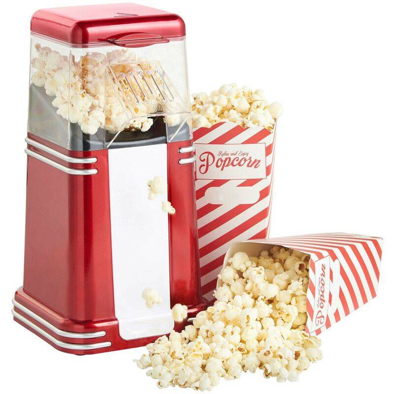 LIVIVO Wicked Gizmos Red Electric 1200W Mini Popcorn Maker with 2 in 1 Kernel Scoop and Butter Dish 