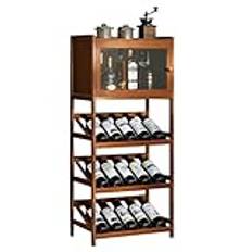 zxhrybh Home Liquor Cabinet, Bamboo Bar Cabinet, Corner Wine Cabinet, Tall Bar Cabinet 3 Tiers Capacity, for Coffee, Tiny Bar (Color : Brown, Size : 4layer)