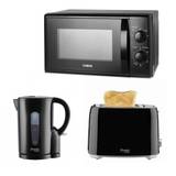 BLACK 700w 20L Manual Microwave 2 Slice Toaster & 1.7L Jug Kettle Set