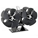 10 Blades Log Burner Fan Stove Fans Log Burners Accessories Heat Powered Woodburner Wood Stove Fireplace Fan For Wood Burning Stove Silent Operation with Stove Thermometer
