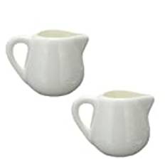 2 PCS 150ml White Ceramic Milk Jug Kitchen Pouring Coffee Cream Sauce Cup with Handle By +ing