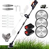 TIANMIAOTIAN Lawn Edgers Battery Powered 90-160cm Extendable Grass Trimmer 4000mah Weed Cutting Machine with 10 Blades 6" Battery Powered Stringless 21v Multi-angle Adjustment,lightweight,Black