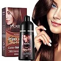 Dark Brown Dye 16.9 Fl Oz, Argan Oil Dark Brown Hair Shampoo, 3 in 1 Hair Dye Shampoo, Easy To Use, Semi-Permanent Hair Color Shampoo (Dark Brown)