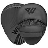 Boxing Pads Focus Mitts Hook and Jab Punch Bag Target Training Curved Strike Shield Hand Muay Thai Pad MMA Martial Arts Gloves (Matte Black)