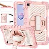 Samsung Galaxy Tab A 8.4 Case 2020 SM-T307, Galaxy Tab A 8.4 Case Heavy Duty Shockproof with 360° Rotating Stand Shoulder Strap for Samsung Tab A 8.4 Inch, Rose Gold