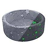 MeMoreCool Kids Foam Ball Pit (No Balls), 90x30cm Soft Toddler Play Round Ball Pool with Handmade Fabric & Star Pattern, Memory Foam Small Baby Ball Pit For Children Boys Girls (Gray)