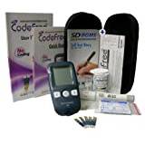 Codefree Blood Glucose Monitor | Diabetes Monitoring Meter Tester | Blood Sugar Testing Kit with Strips, Lancets, Case - in mg/dL
