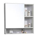 TZUFA Mirror Cabinets Bathroom Aluminum Alloy Medicine Cabinet Waterproof Hanging Cabinet Wall Mounted Mirror with Storage Shelf (Color : White, Size : 70 * 10.5 * 70cm)