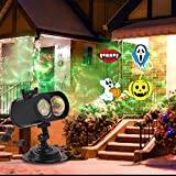 QHYXT Festive Light Projector, Christmas Projector Light with Remote Control, Waterproof Outdoor Projector with 12 Slides 15 Colors for Halloween, Christmas, Thanksgiving Light Party Decorations