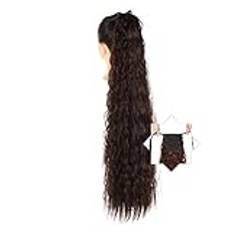 Ponytail Extension 22/32 Inch Long Corn Wavy Ponytail Extensions Synthetic Natural Drawstring Ribbon Fake Hair Pony Tail Clip in Extensions Women Hairpieces Ponytail Hairpiece for Women(Color:002,Siz