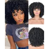 Short Curly Synthetic Glueless Wigs With Bangs