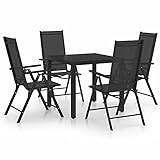 Lechnical 5 Piece Garden Dining Set Aluminium Black,Patio Dining Sets,Table Chairs Outdoor,Garden Furniture,Garden Dining Set-3070649