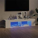 ZEYUAN TV Cabinet with LED Lights High Gloss White 135x39x30 cm,Fire Place Tv Unit,Gloss Corner Tv Units,Wall-Mounted Tv Cabinet