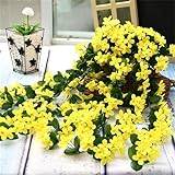 Artificial Wisteria Garland Fake Vine Violet Artificial Hanging Flowers Faux Wisteria Garland Plants Artificial Plants Outdoor for Mother's day Indoor Home Wedding Garden Decoration 90cm Yellow