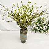 JUKIDS 6Pcs Artificial Willow Greenery Stems Plants Faux Leaf Branches, 44Inch Realistic Green Branches Artificial Tree Twig Stems for Vase Filler Home Wedding Office Décor