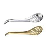 Alipis 2pcs Caviar Spoon Kitchen Filtering Oil Tool Frying Oil Strainer Food Colander Spoon Kitchen Colander Scoop Frying Slotted Spoon Household Spoon Home Kitchen Gadget Cookware