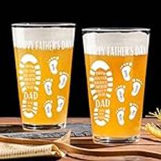 KEMEILA Custom 16oz Pint Beer Glass, Personalized Drinking Glasses for Beer Lover, Father’s Day Gifts for Dad from Daughter Son Birthday Gifts for Men