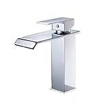 Deck Mount Waterfall Bathroom Faucet Vanity Vessel Sinks Mixer Tap Cold and Hot Water Tap (Color : Chrome C)