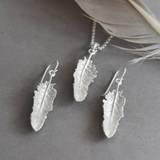 Sterling Silver Small Feather Drop Jewellery Set, Silver - One Size